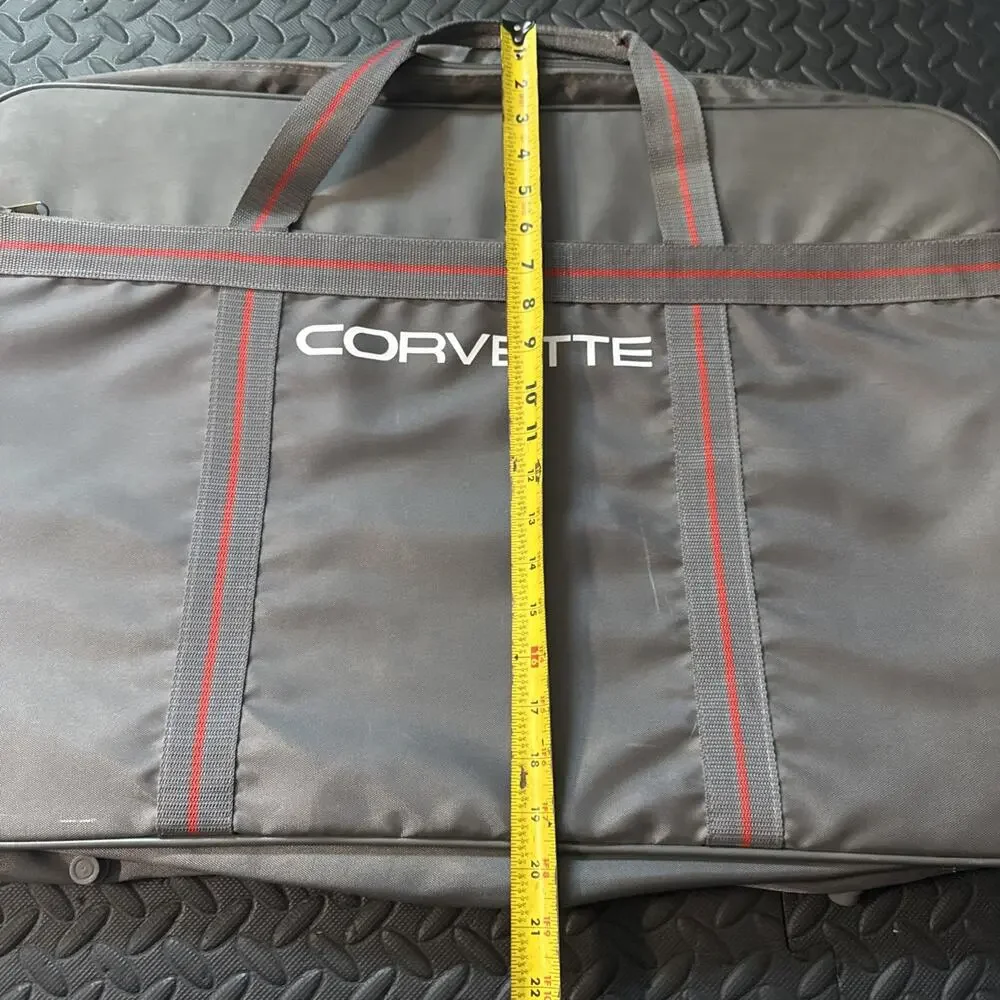 Vintage Chevrolet Corvette 2 Piece Luggage Travel Bag Set Gray Red Made Korea *